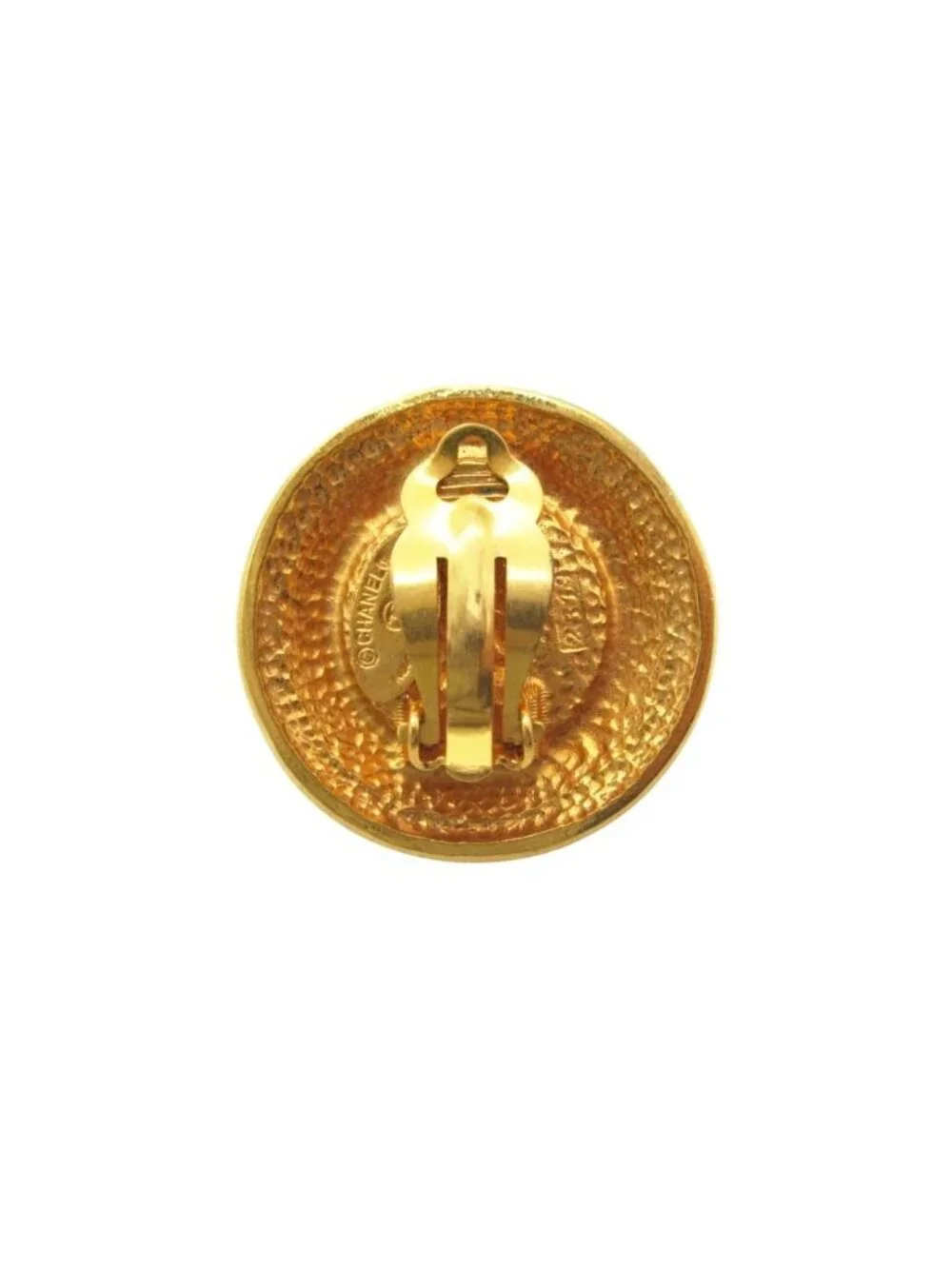 Chanel Earring Vintage Logo Pearl Single Gold